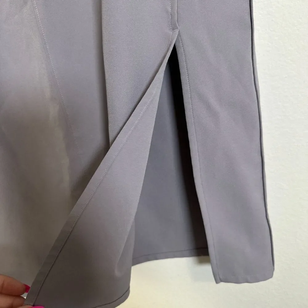 Athleta Stride Midi Skirt Women Medium Violet Elastic Waist Drawstring Side Slit - Picture 5 of 10